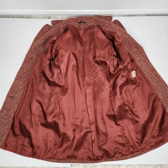 Rodel Spa Italy Wool Blend Coat Red White Cream Fall Winter Size 10 - Picture 4 of 16